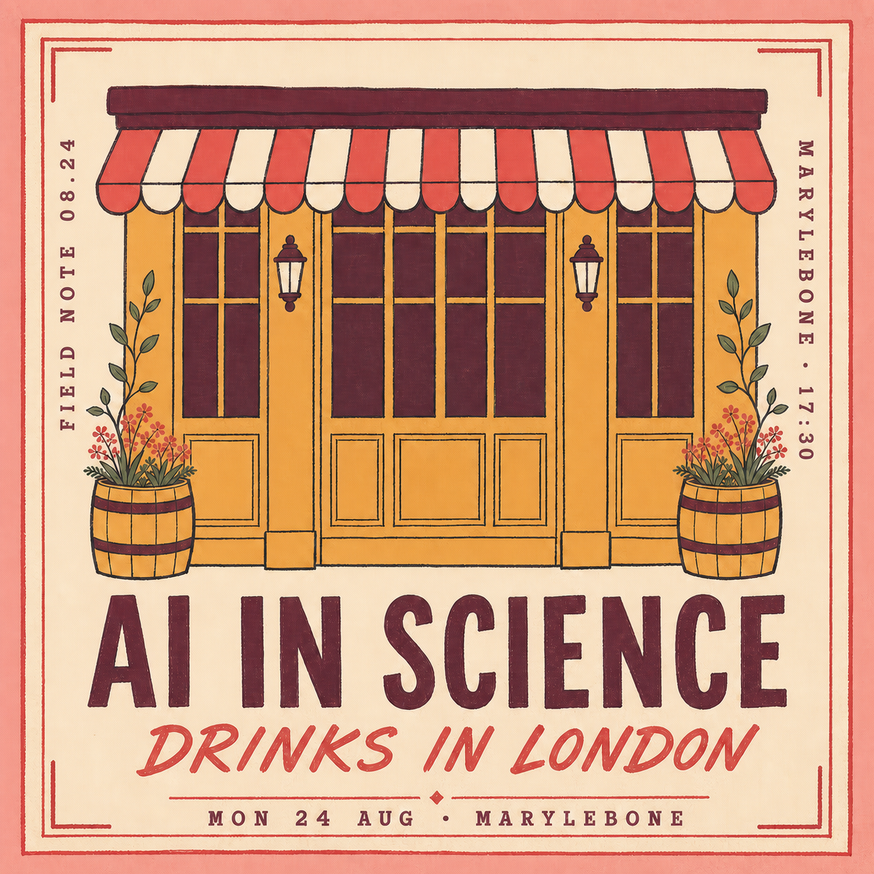 A hand-illustrated Marylebone pub frontage